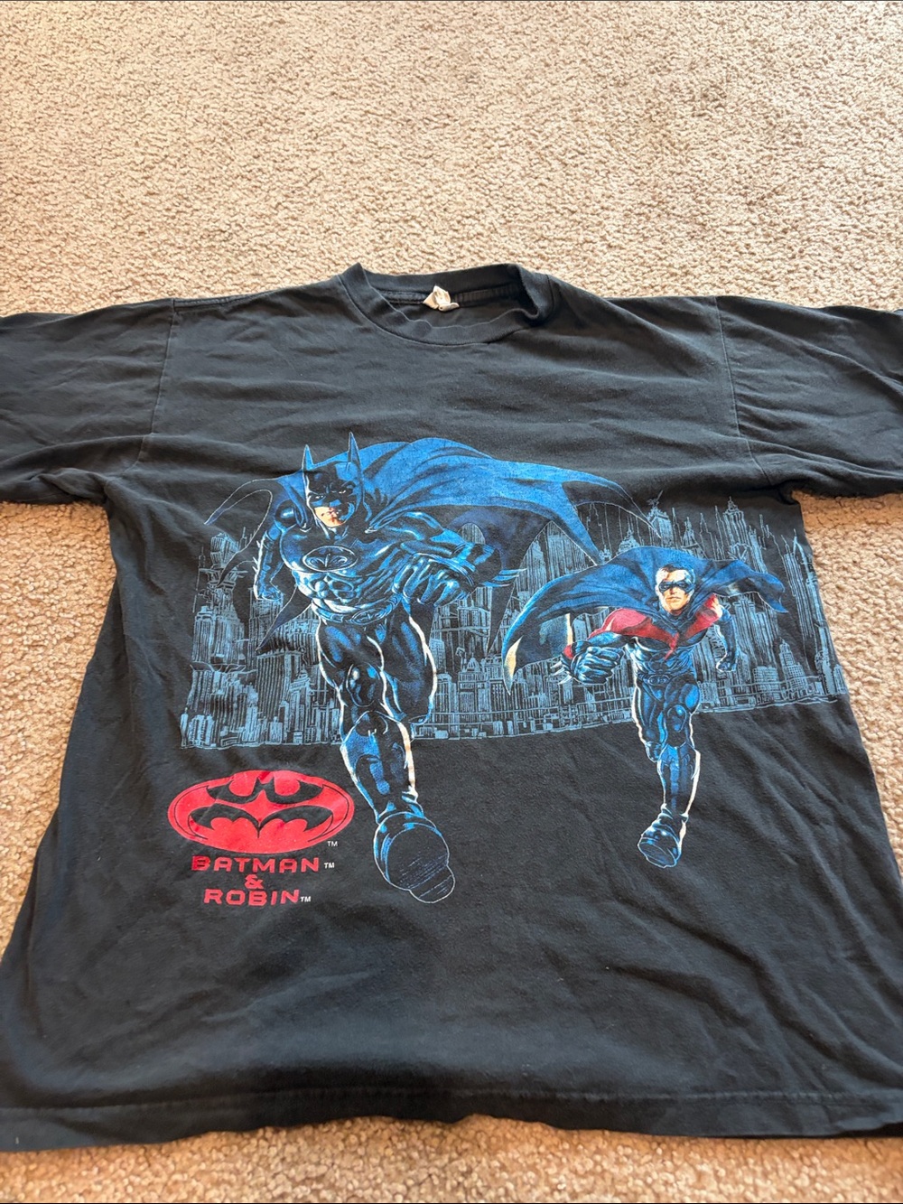 B71 Batman and Robin Vintage SS Tee, Champ Lg Tee, Mr Freeze All Over Print